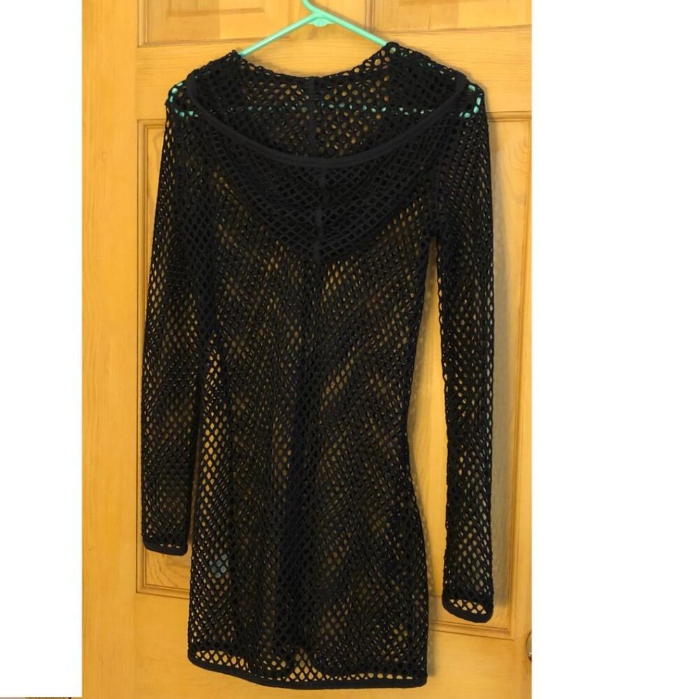 Balance Collection Coverup, Navy Blue, Mesh, Hooded, Beach Cover-up, Size Medium - Picture 2 of 9